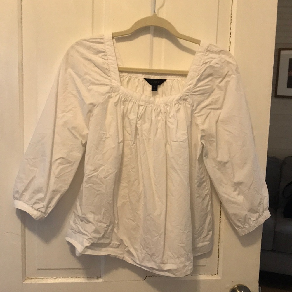 J Crew white peasant blouse